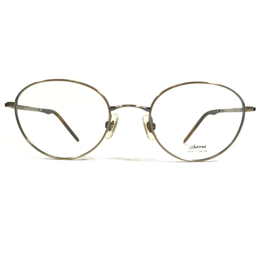 Sama 1701 ATG Eyeglasses Frames Gold Round Titanium Full Wire Rim 49-20-140